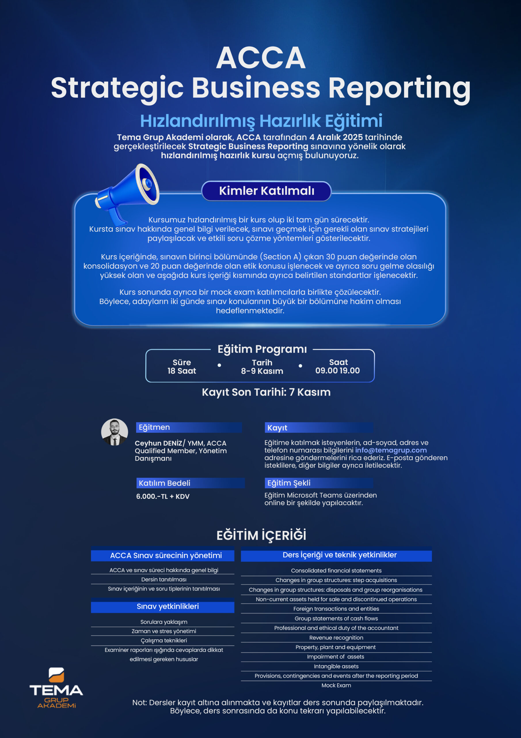 Tema Grup Akademi’den ACCA SBR Hızlandırılmış Hazırlık Kursu!